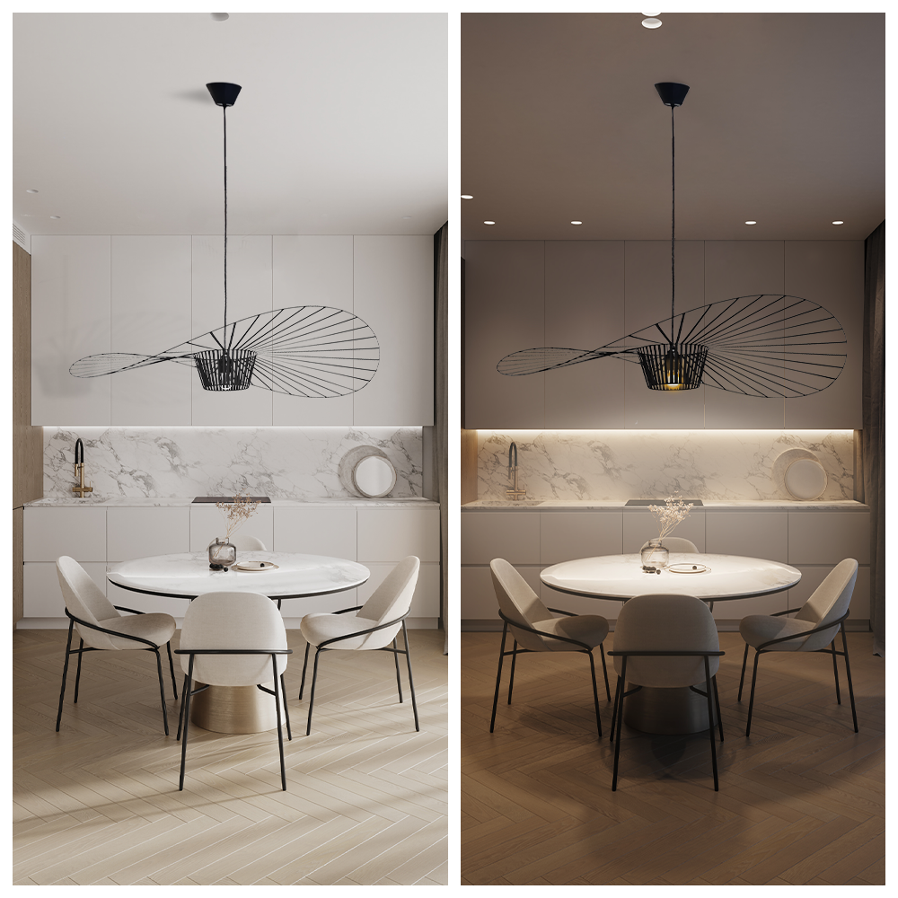 Rosland Vertigo Pendellampe – Elegant Chapeau de Paille Design i Metal og Glas Bonusvis
