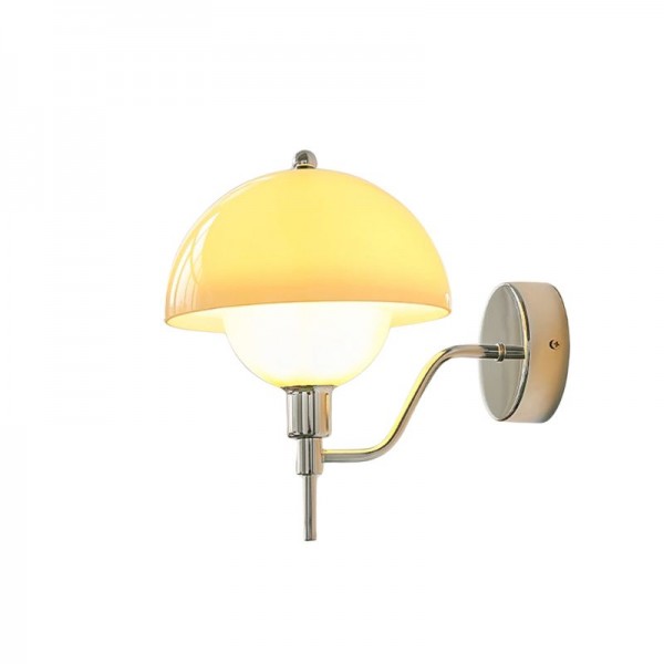 MagiMush Væglampe – Eventyrlig Champignonformet Lampe til Børn og Stuer Krom & gul Bonusvis