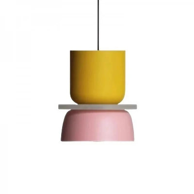 LumiNordic - Skandinavisk makronformet pendellampe i minimalistisk design Gul + lyserød Bonusvis