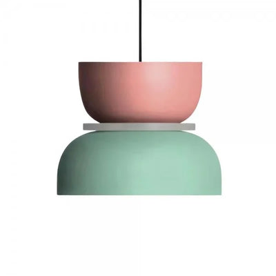 LumiNordic - Skandinavisk makronformet pendellampe i minimalistisk design Lyserød + lysegrøn Bonusvis