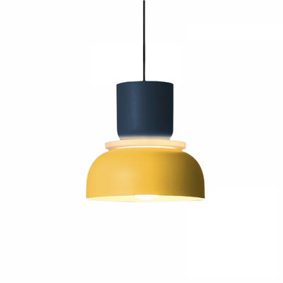 LumiNordic - Skandinavisk makronformet pendellampe i minimalistisk design Marineblå + gul Bonusvis