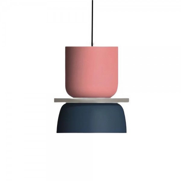 LumiNordic - Skandinavisk makronformet pendellampe i minimalistisk design Lyserød + marineblå Bonusvis