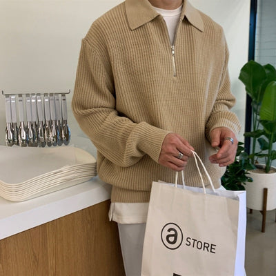 Simon Half Zip Sweater – Stilfuld Herretrøje med Halv Lynlås og Luksuriøs Komfort Khaki Bonusvis