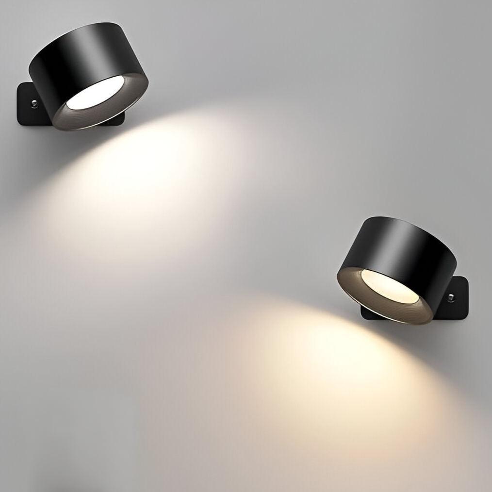 GlowFlex - Trådløs 360° roterbar væglampe med dæmpbar LED Sort Bonusvis