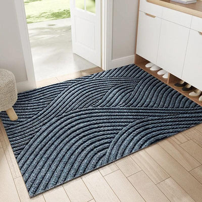 ScandiStep Dørmåtte – Stilfuldt Nordisk Design med Skridsikker Bund Blå Bonusvis