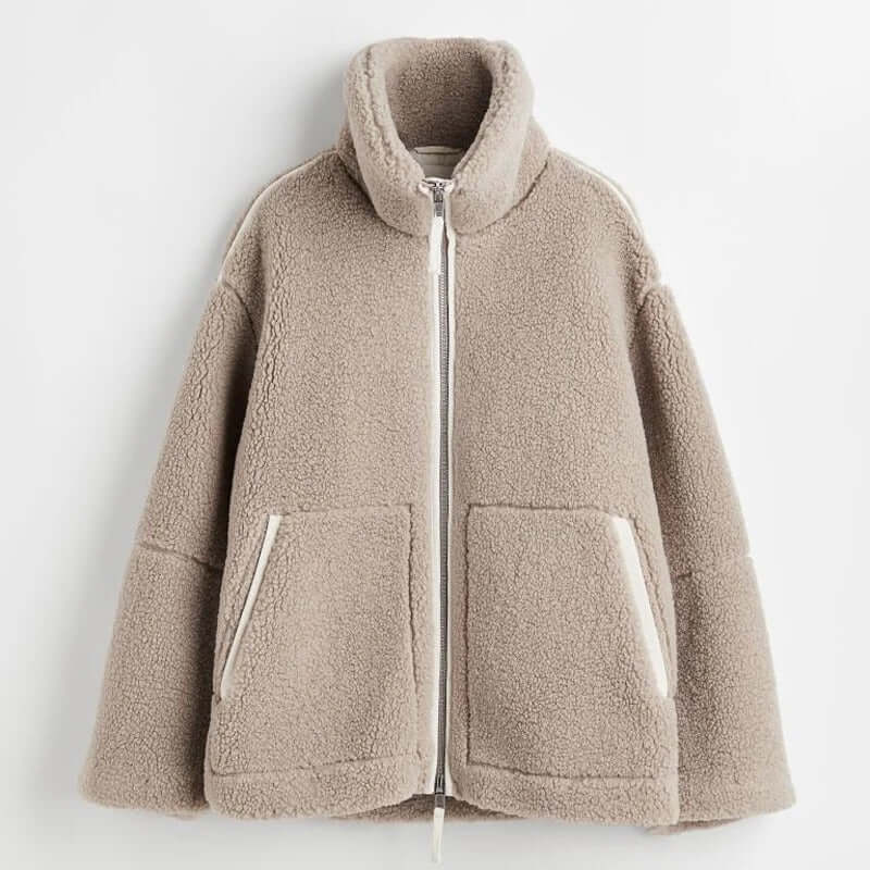 Oversize Feminin Manteau – Elegant og Luksuriøs Vinterfrakke Beige Bonusvis