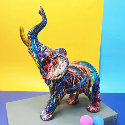 ColorTrunk | Livlig Har kunst & Unik Modig Design Elefant Skulptur Bonusvis