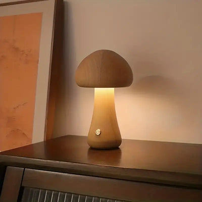 Mushglow Trådløs Svampelampe – Minimalistisk Design og Fleksibel Belysning Bøgetræ Bonusvis