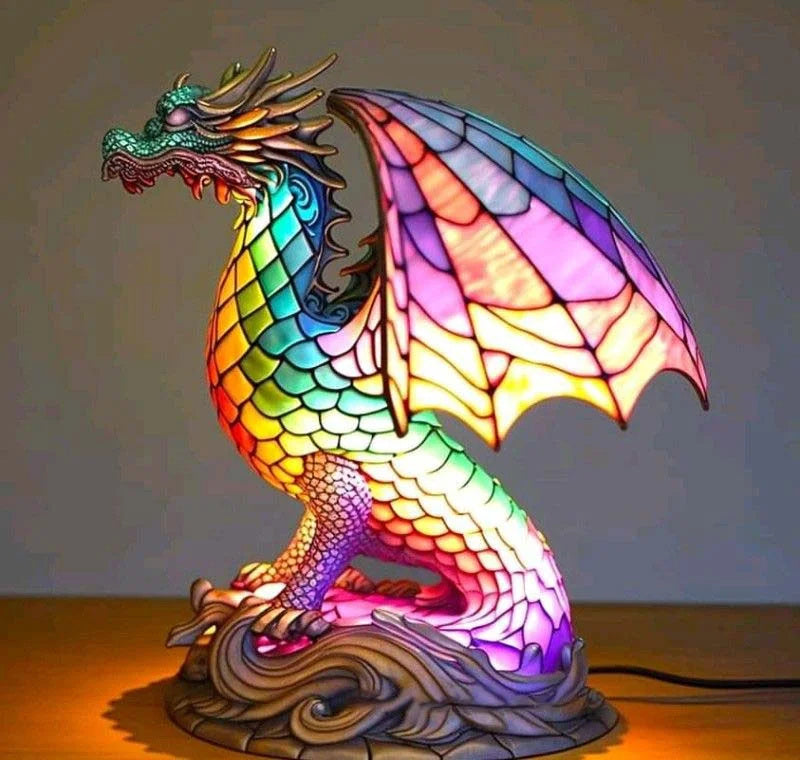 Animora LED Designerlampe – Dæmpbar Bordlampe i Resin Flyvende drage Bonusvis