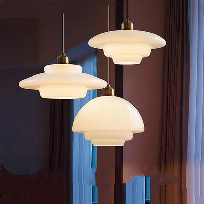 Pendellampe i Mid-Century Stil – Elegant Hvid Glas for Raffineret Belysning Bonusvis