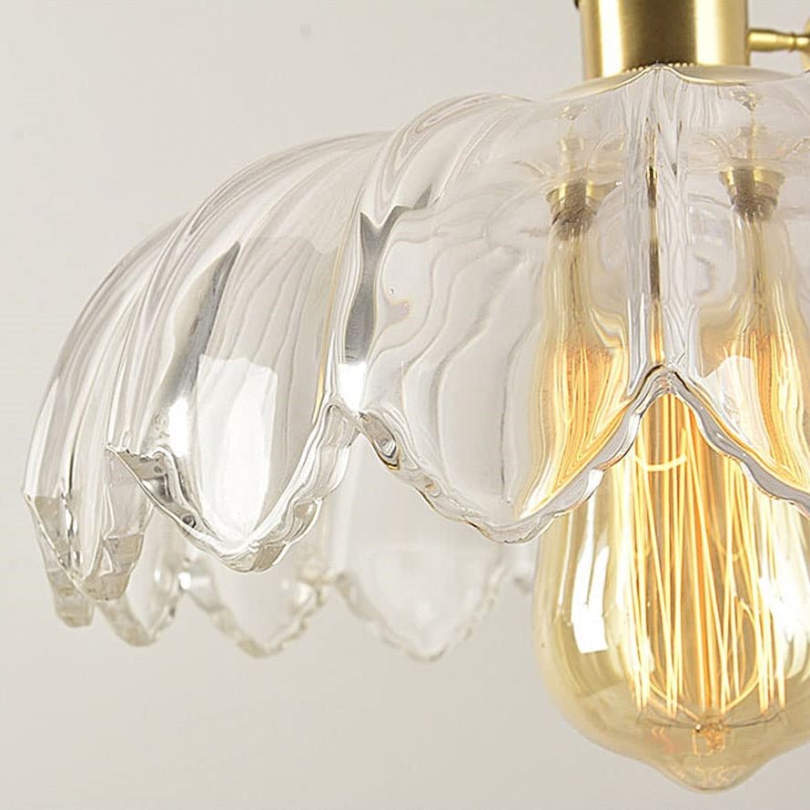Pendellampe i Glas og Kobber – Elegant Blomsterdesign med Justerbar Belysning Bonusvis