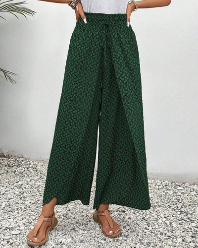Lunara Bukser med Vide Ben – Geometrisk Print – Stilfulde og Komfortable Damebukser Green Bonusvis