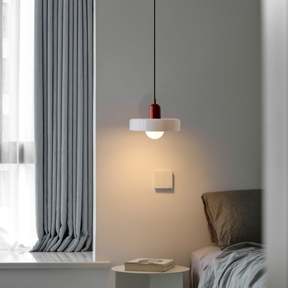 GeoGlow - Elegant Bauhaus pendellampe i farvet glas Bonusvis
