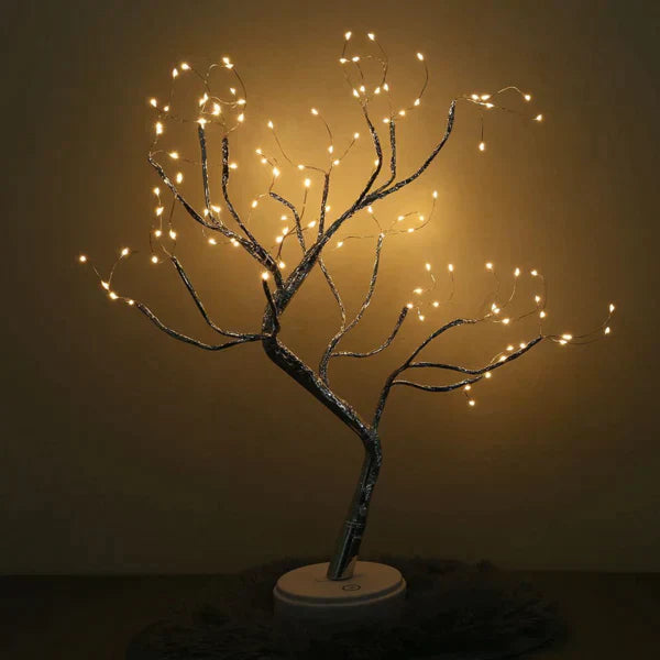 GlowTree - Håndlavet træformet lampe med beroligende LED-belysning Bonusvis