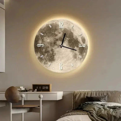 Lysende Vægur med LED – Moderne Design og Multifunktionel Belysning Månen B Bonusvis
