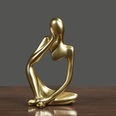 Elegance og Ro Statue – Dekorativ Resin Kunst til Dit Moderne Hjem Guld A Bonusvis
