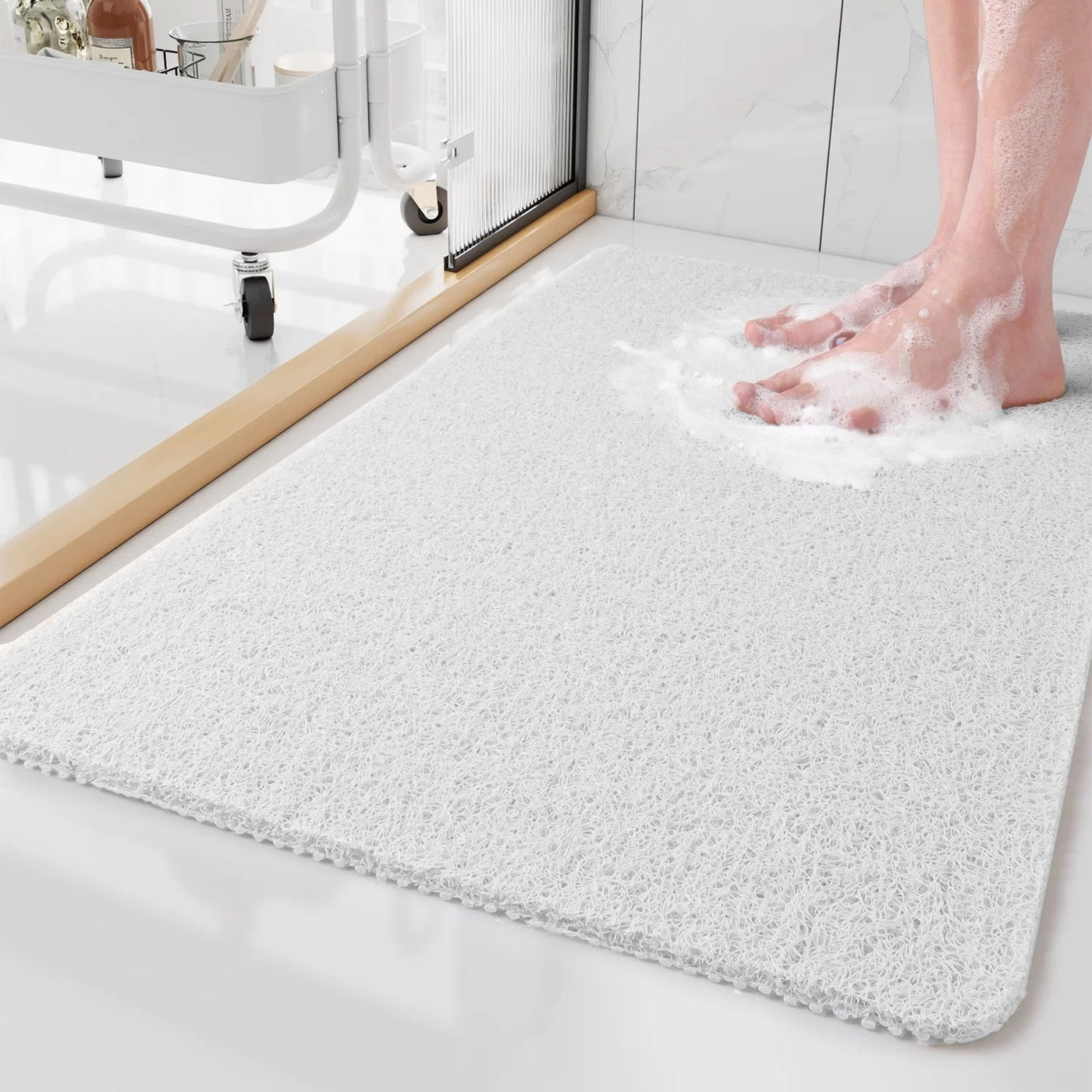 Safe Shower Mat – Antislip og Hygiejnisk Badeværelsesmåtte til Sikker Bruseoplevelse Hvid Bonusvis