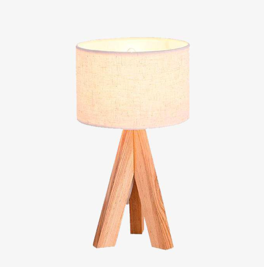 Natlampe med Træfod og Stofskærm Hvid My Store