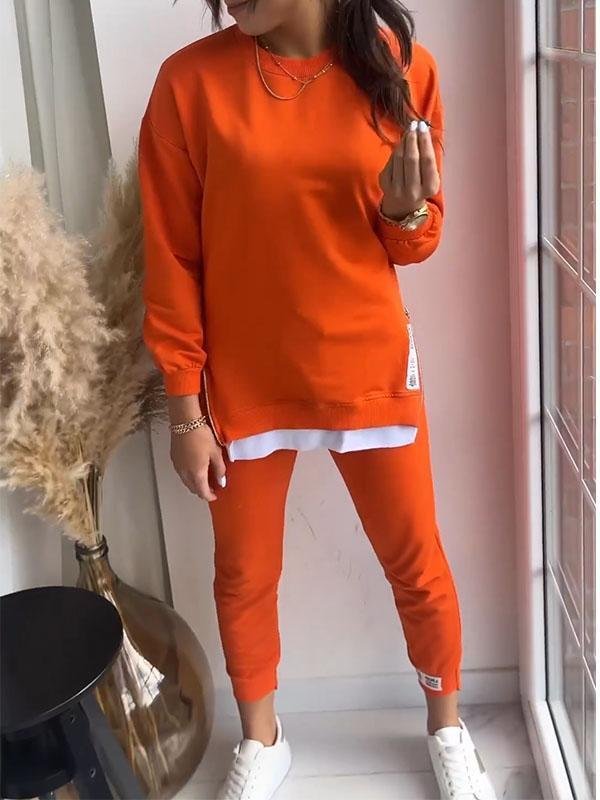 Sweatshirt og Bukser Sæt – Blødt og Elegant Til Hverdag og Afslapning Orange Bonusvis