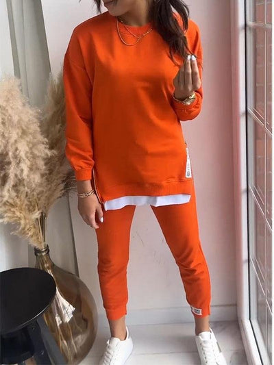 Sweatshirt og Bukser Sæt – Blødt og Elegant Til Hverdag og Afslapning Orange Bonusvis
