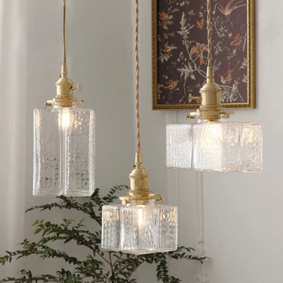 Luna Glas Pendellampe – Moderne og Retro Design med Gylden Ledning Bonusvis