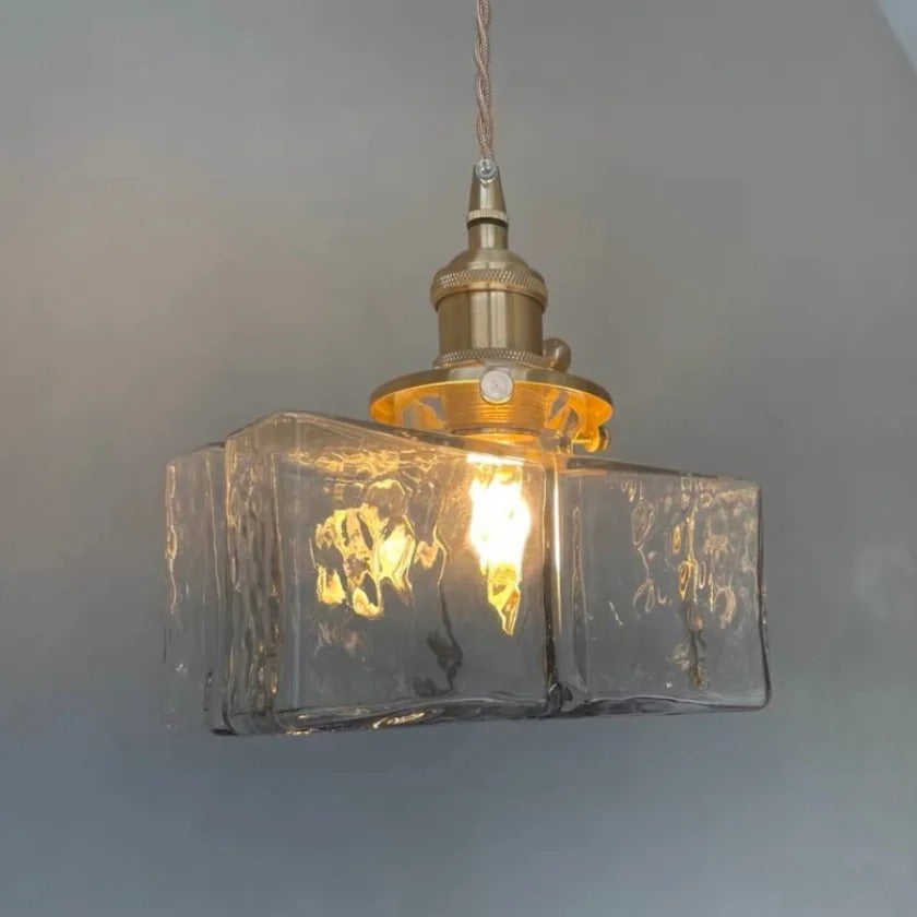 Luna Glas Pendellampe – Moderne og Retro Design med Gylden Ledning Squash Bonusvis