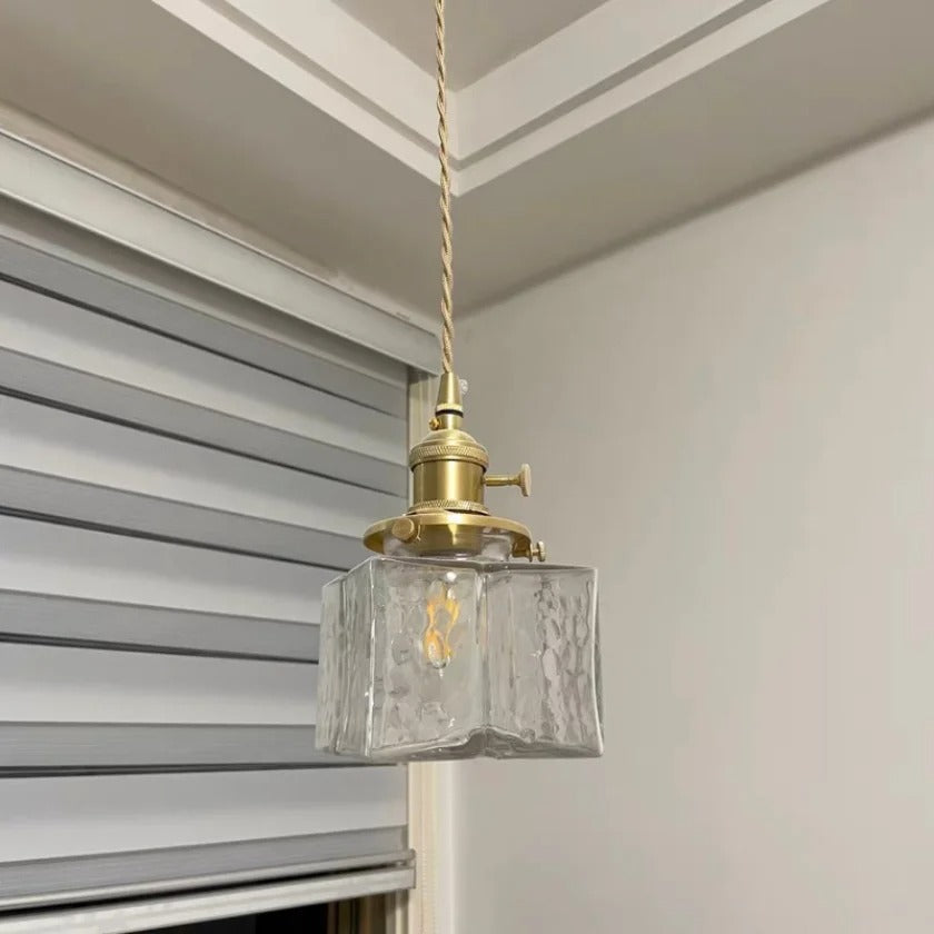 Luna Glas Pendellampe – Moderne og Retro Design med Gylden Ledning Kvadrat Bonusvis