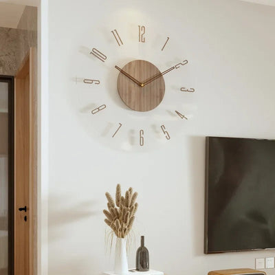 Skandinavisk Vægur i Træ – Lydløs Quartz Mekanisme og Minimalistisk Design B - Rammeløs Bonusvis