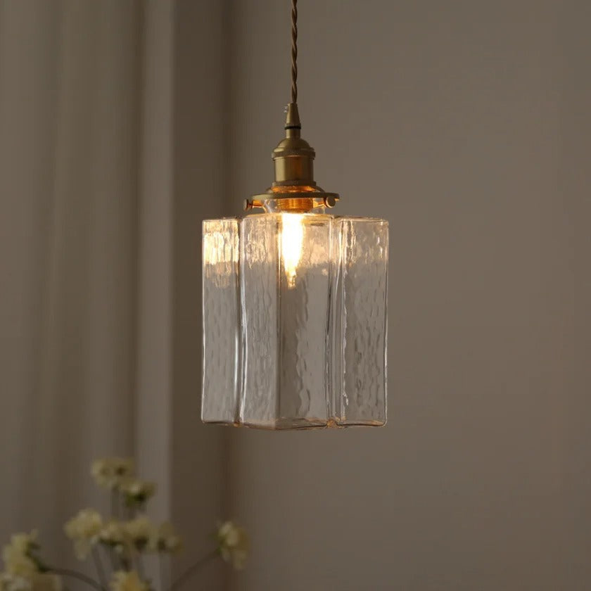 Luna Glas Pendellampe – Moderne og Retro Design med Gylden Ledning Lang Bonusvis