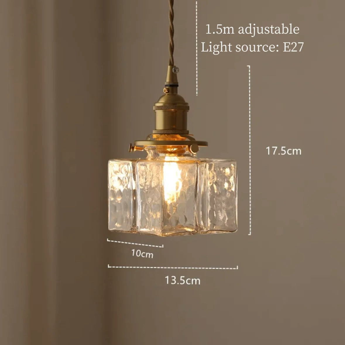 Luna Glas Pendellampe – Moderne og Retro Design med Gylden Ledning Bonusvis