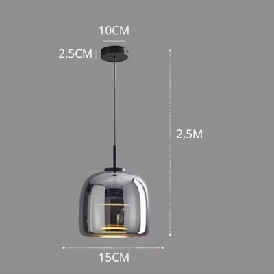 ClearGlow Pendel Lampe – Elegant og Enkel Glaslampe til Moderne Indretning Røgfarvet grå 15cm Bonusvis