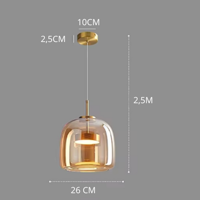 ClearGlow Pendel Lampe – Elegant og Enkel Glaslampe til Moderne Indretning Rav 26cm Bonusvis