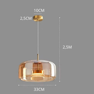 ClearGlow Pendel Lampe – Elegant og Enkel Glaslampe til Moderne Indretning Rav 33cm Bonusvis