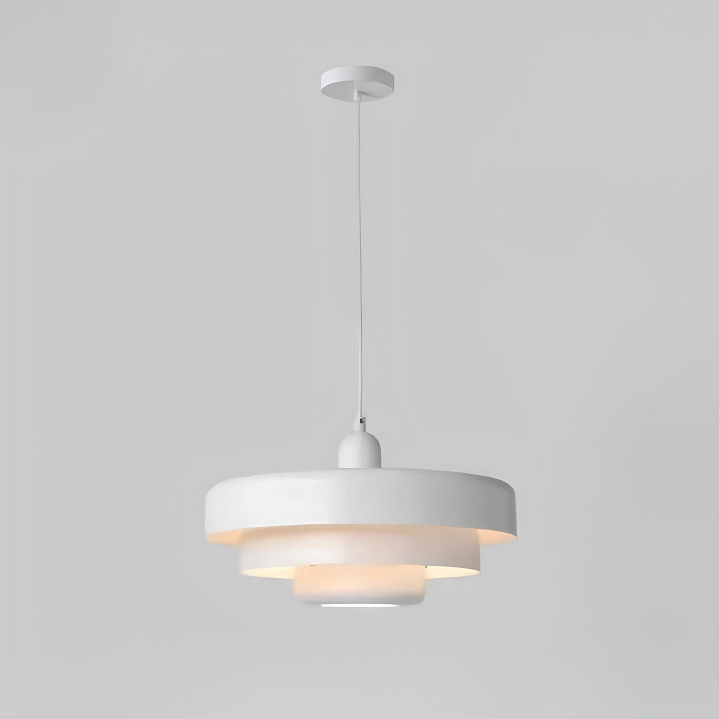 AuroraGlass Loftslampe – Elegant Lagdelt Glasdesign med Justérbar Kabellængde Hvid Bonusvis