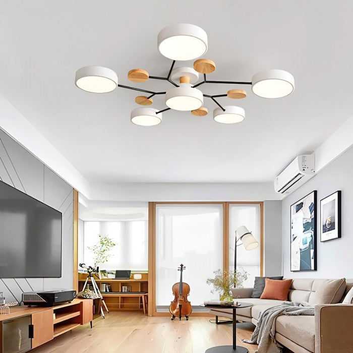 NordicLume - Moderne LED-loftslampe i metal og træ Bonusvis