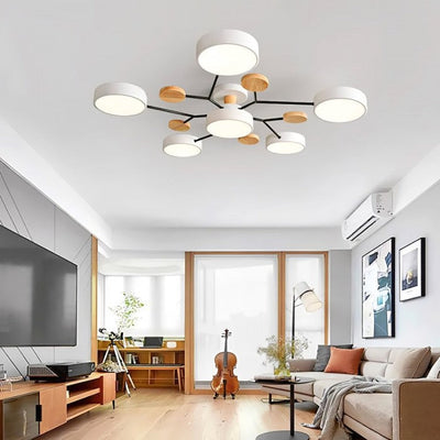 NordicLume - Moderne LED-loftslampe i metal og træ Bonusvis