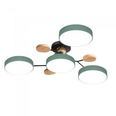 NordicLume - Moderne LED-loftslampe i metal og træ 4 Hoveder Grøn Bonusvis