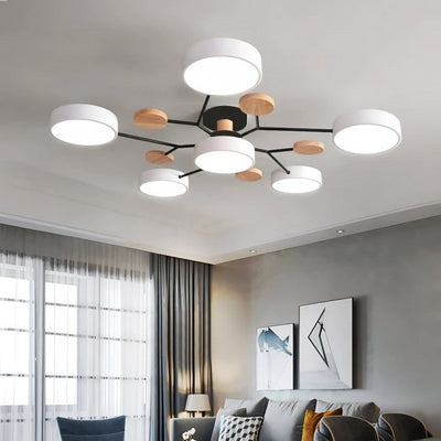 NordicLume - Moderne LED-loftslampe i metal og træ Bonusvis