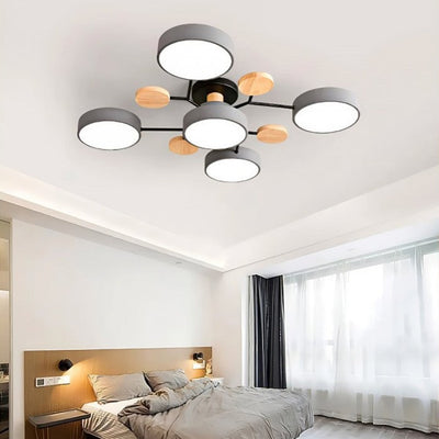 NordicLume - Moderne LED-loftslampe i metal og træ Bonusvis