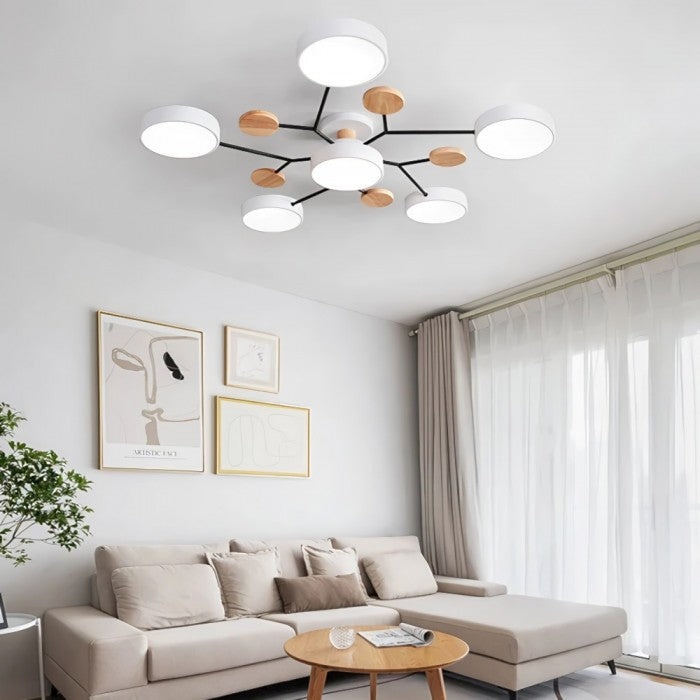 NordicLume - Moderne LED-loftslampe i metal og træ Bonusvis