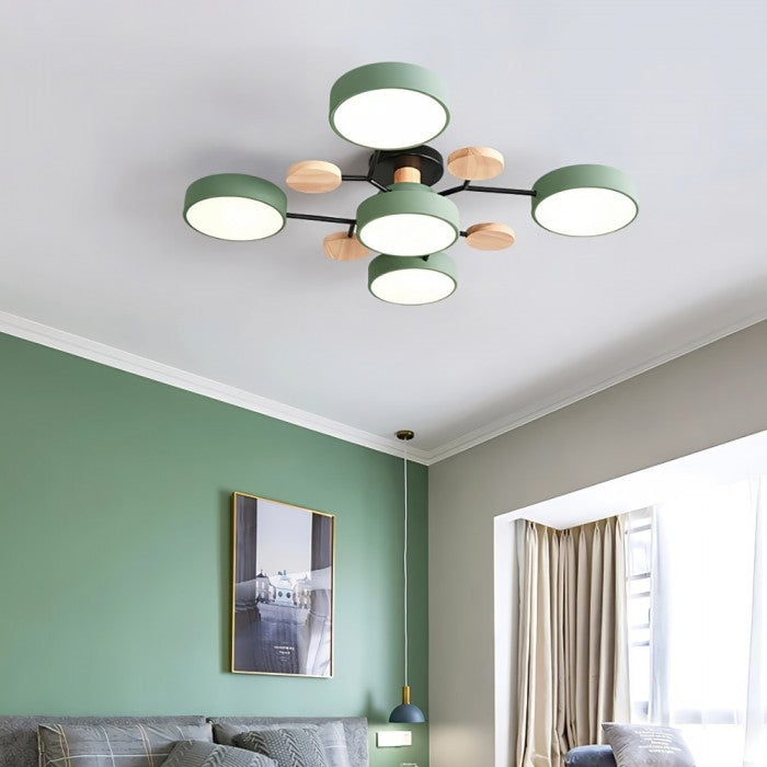 NordicLume - Moderne LED-loftslampe i metal og træ Bonusvis