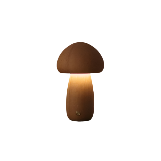 MushLume – Genopladelig Svampebordlampe i Træ Dia 10cm(3.9") x H16.5cm(6.5") Bøg Misterlamp