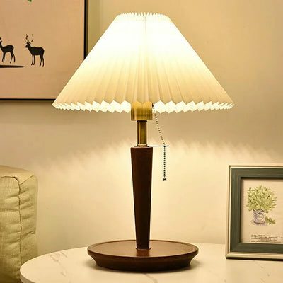 Vintage bordlampe i plisseret træ Bonusvis