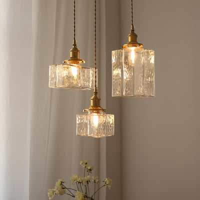 Luna Glas Pendellampe – Moderne og Retro Design med Gylden Ledning Bonusvis