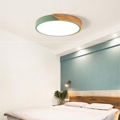 Nordic Macaron i træ, cirkulær loftslampe Bonusvis