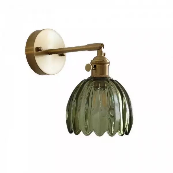 TulipGlow – Retro Blomsterknop Væglampe i Glas Grøn Bonusvis