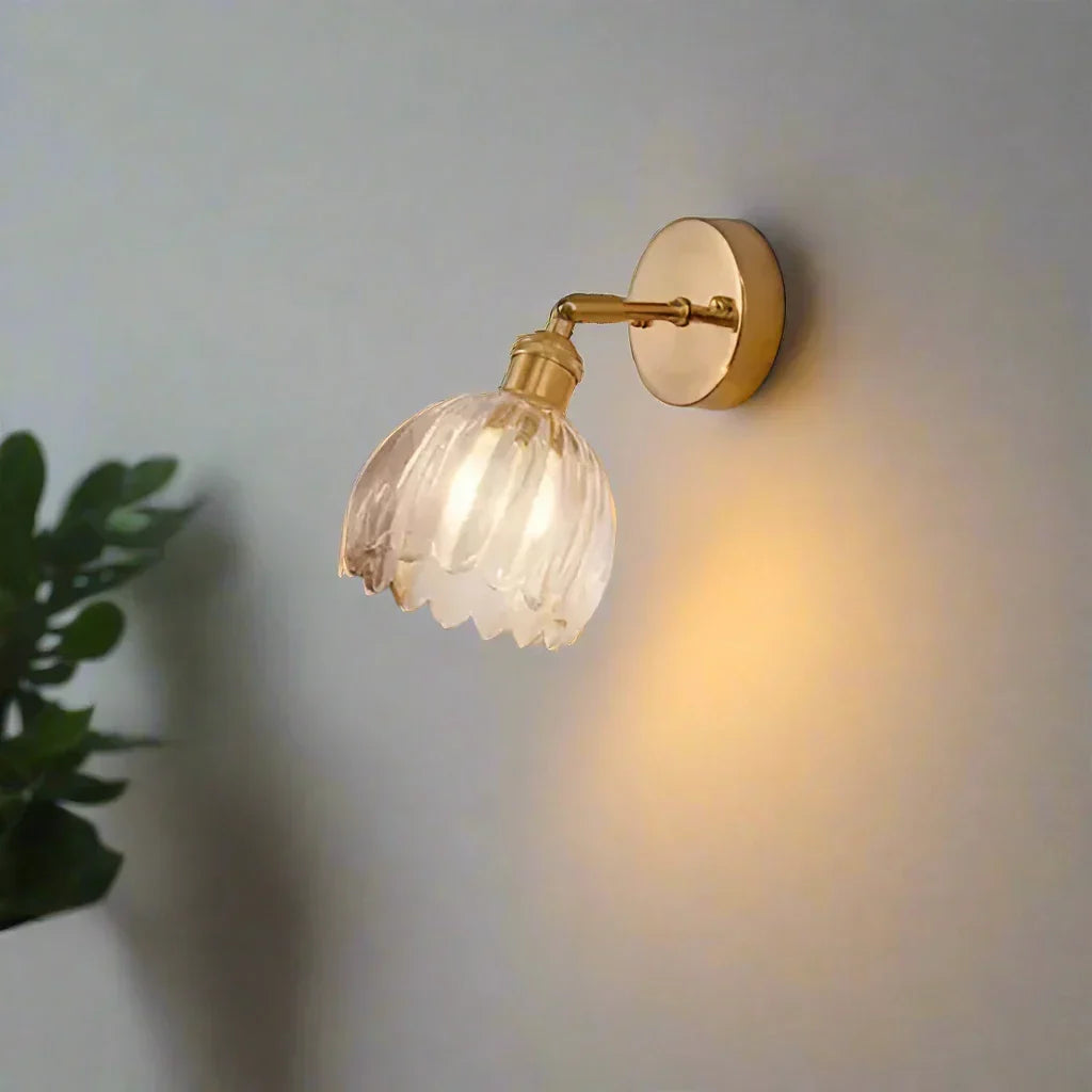 TulipGlow – Retro Blomsterknop Væglampe i Glas Bonusvis