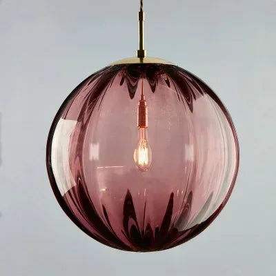 Pendellampe i Farget Glas – Elegant Belysning i Grå, Blå, Rød eller Amber Rød Bonusvis