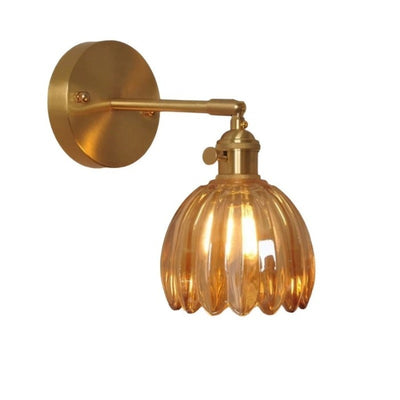 TulipGlow – Retro Blomsterknop Væglampe i Glas Rav Bonusvis