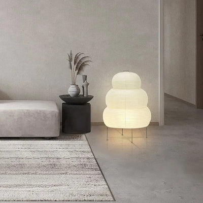 ZenLight - Wabi Sabi gulvlampe med rispapirskærm og justerbart stativ Bonusvis